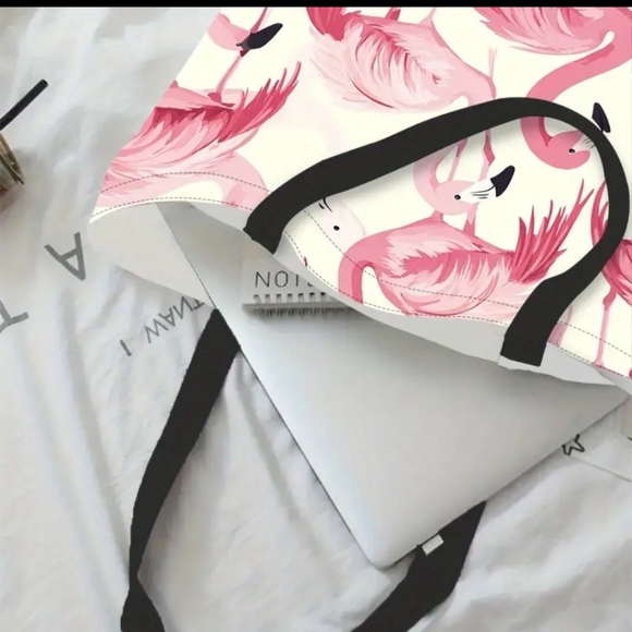 New! Flamingo Canvas Tote – Lightweight & Stylish - Picture 5 of 6
